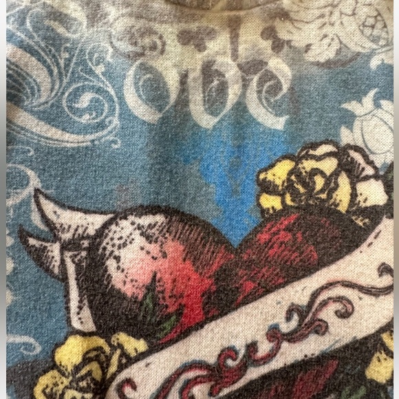 Fabulous Rare Vintage Love Heart Graphic Design Mock Neck Long Sleeve Sweater - Picture 6 of 9